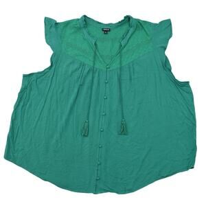 Torrid Women's Green Plus Size 6 Rayon Blouse V Neck Solid Sleeveless